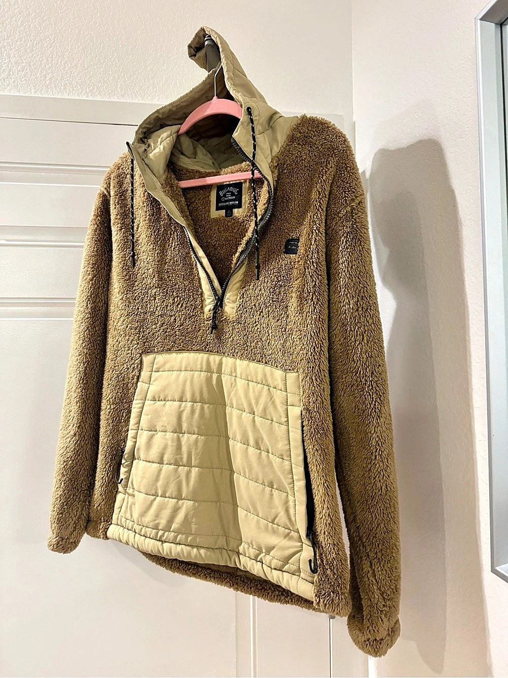 Billabong Fleece Pullover in Brown & Cream Like New